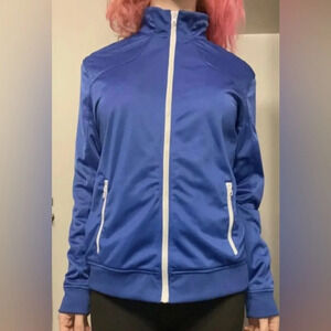 AMERICAN RAG track zip up mesh lined jacket long sleeve blue white NEW size S